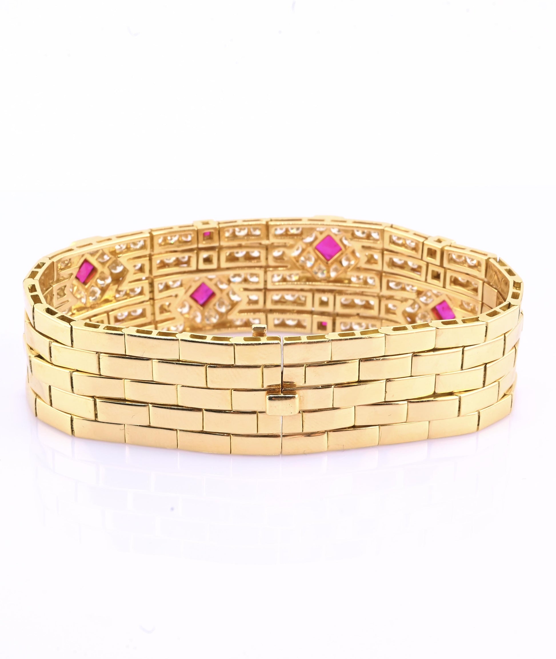 Important French 18K Gold Diamond & Ruby Bracelet | Attrib. Andre Vassort Paris