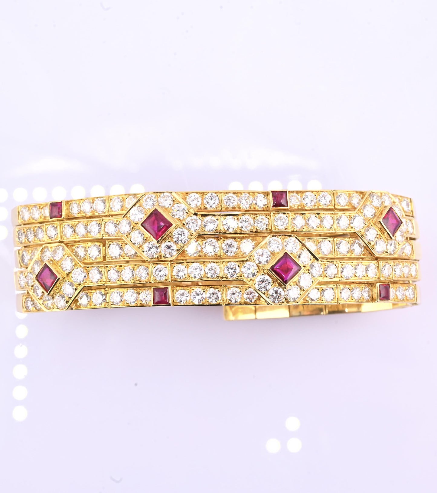 Important French 18K Gold Diamond & Ruby Bracelet | Attrib. Andre Vassort Paris