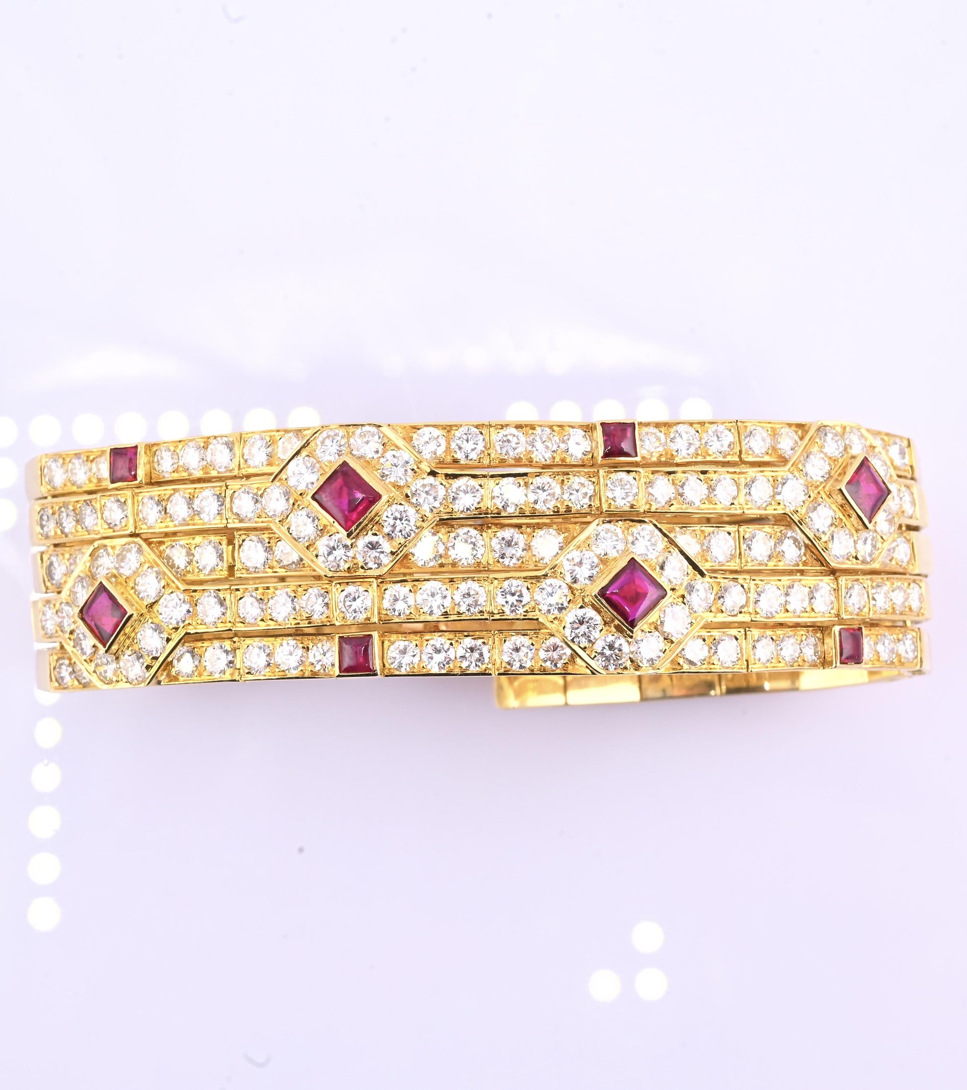 Important French 18K Gold Diamond & Ruby Bracelet | Attrib. Andre Vassort Paris