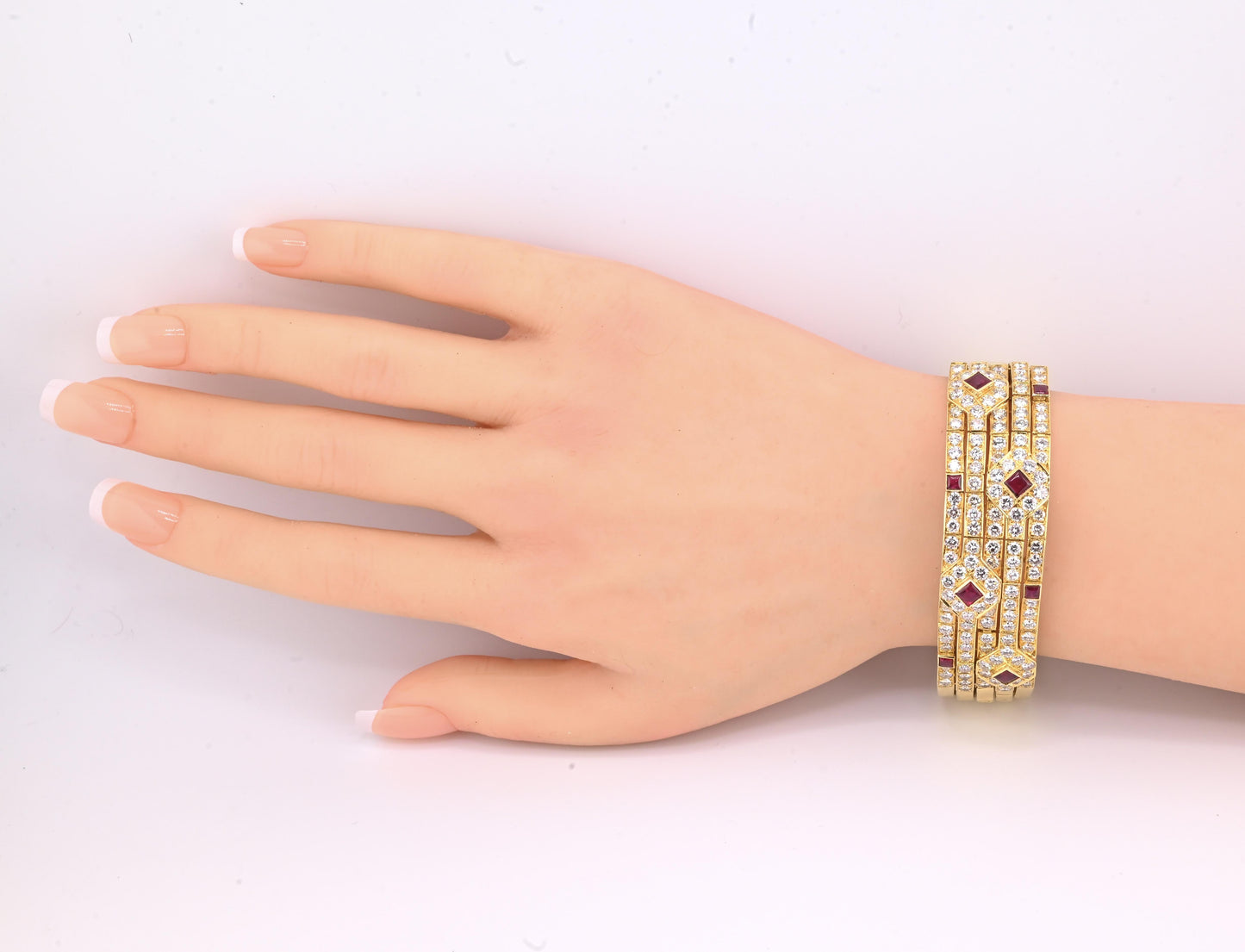 Important French 18K Gold Diamond & Ruby Bracelet | Attrib. Andre Vassort Paris
