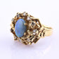 14K Yellow Gold Brutalist Opal & Diamond Ring 9.96g Size 6.5 10×7mm Opal