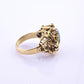 14K Yellow Gold Brutalist Opal & Diamond Ring 9.96g Size 6.5 10×7mm Opal