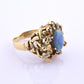 14K Yellow Gold Brutalist Opal & Diamond Ring 9.96g Size 6.5 10×7mm Opal