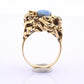 14K Yellow Gold Brutalist Opal & Diamond Ring 9.96g Size 6.5 10×7mm Opal