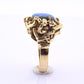 14K Yellow Gold Brutalist Opal & Diamond Ring 9.96g Size 6.5 10×7mm Opal