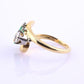 Art Deco 14K Yellow Gold Emerald & Old Euro Diamond Ring Size 6 IGI Certified
