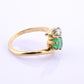 Art Deco 14K Yellow Gold Emerald & Old Euro Diamond Ring Size 6 IGI Certified