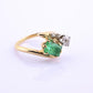 Art Deco 14K Yellow Gold Emerald & Old Euro Diamond Ring Size 6 IGI Certified