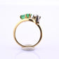 Art Deco 14K Yellow Gold Emerald & Old Euro Diamond Ring Size 6 IGI Certified