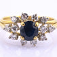 18K Yellow Gold 1.20ct Natural Blue Sapphire Diamond Ring Size 8 IGI Certified