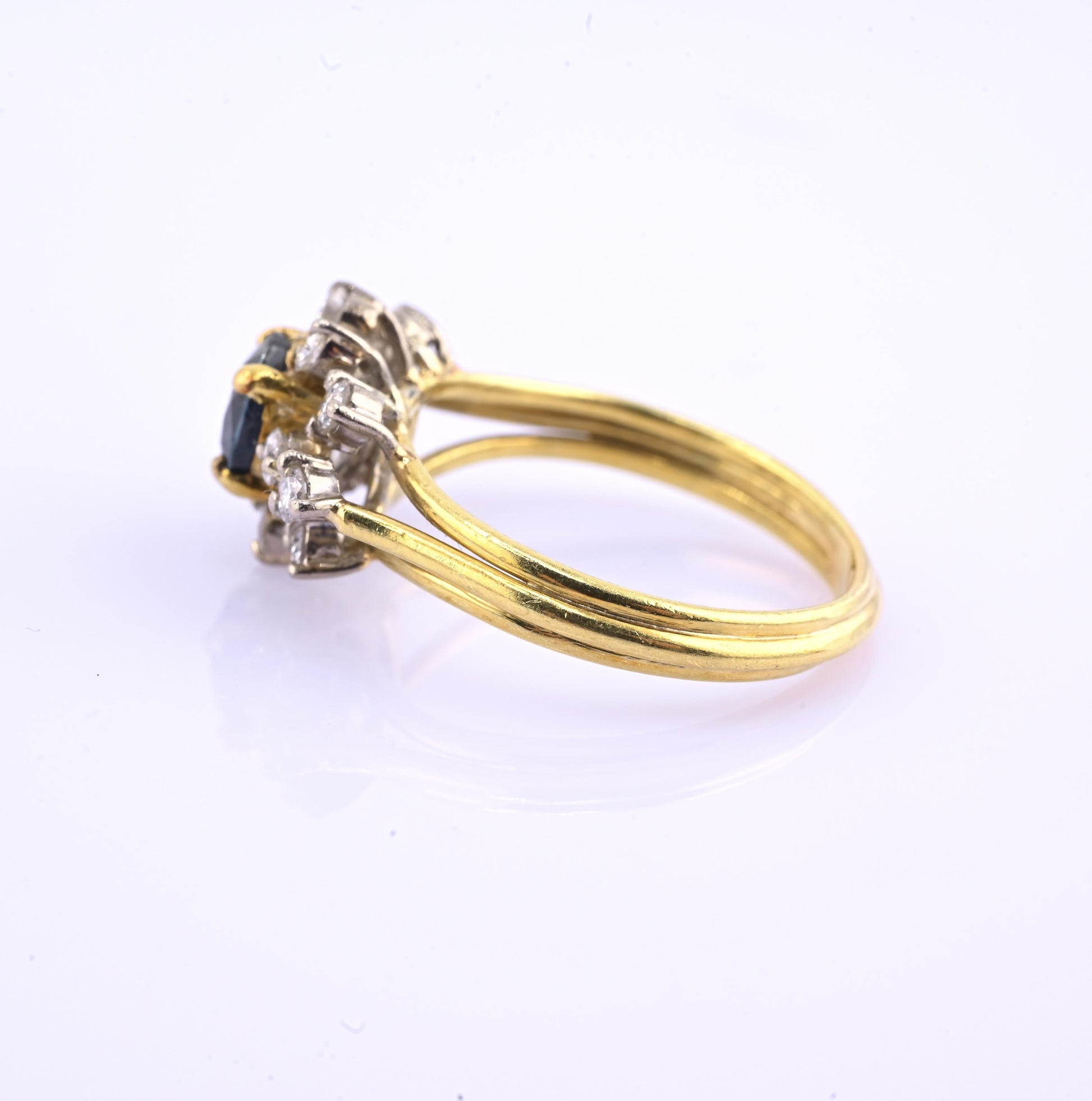 18K Yellow Gold 1.20ct Natural Blue Sapphire Diamond Ring Size 8 IGI Certified