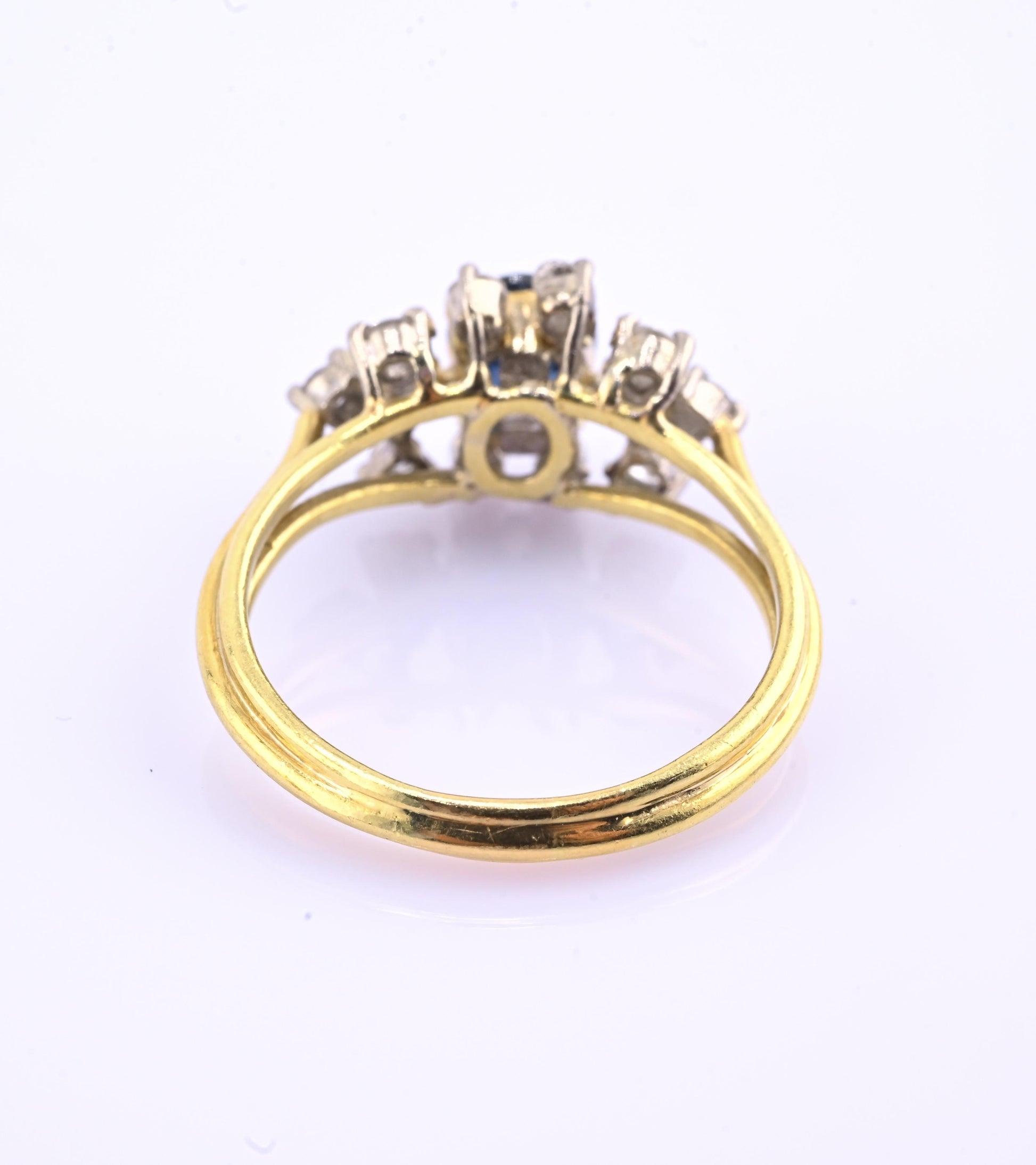 18K Yellow Gold 1.20ct Natural Blue Sapphire Diamond Ring Size 8 IGI Certified