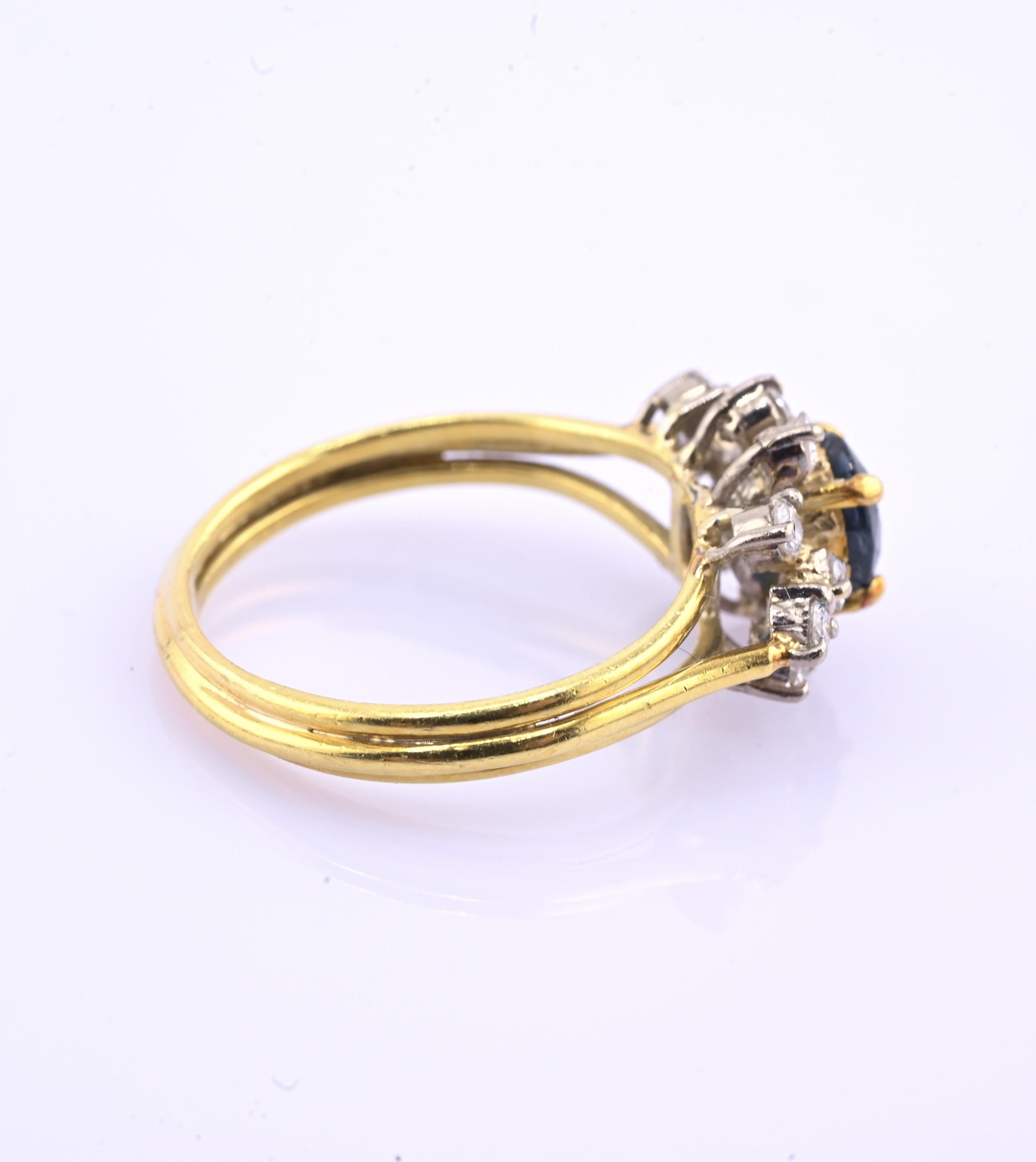 18K Yellow Gold 1.20ct Natural Blue Sapphire Diamond Ring Size 8 IGI Certified