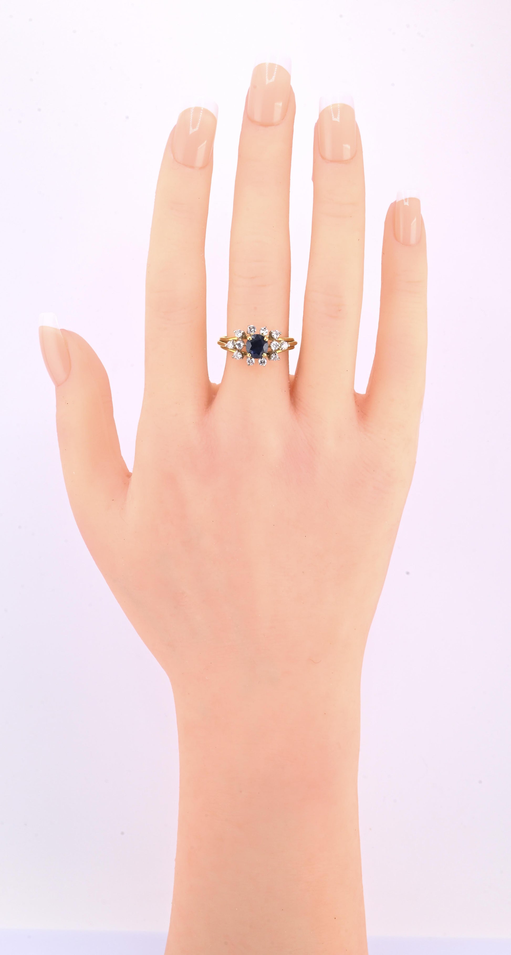 18K Yellow Gold 1.20ct Natural Blue Sapphire Diamond Ring Size 8 IGI Certified