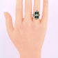 14K Art Deco White Gold Ring With Green Stones IGI Certified Ring 4.75 Ring Size