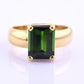 IGI Certified 14K Yellow Gold Green Tourmaline Ring – 3.00 CT Step Cut 4.50 DWT