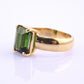 IGI Certified 14K Yellow Gold Green Tourmaline Ring – 3.00 CT Step Cut 4.50 DWT