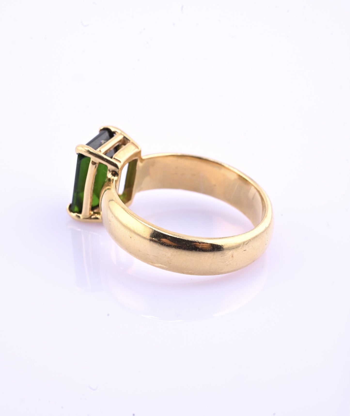 IGI Certified 14K Yellow Gold Green Tourmaline Ring – 3.00 CT Step Cut 4.50 DWT