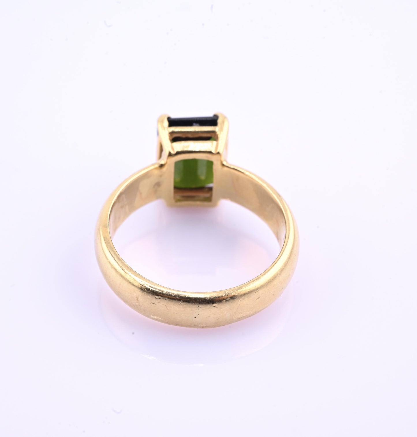 IGI Certified 14K Yellow Gold Green Tourmaline Ring – 3.00 CT Step Cut 4.50 DWT
