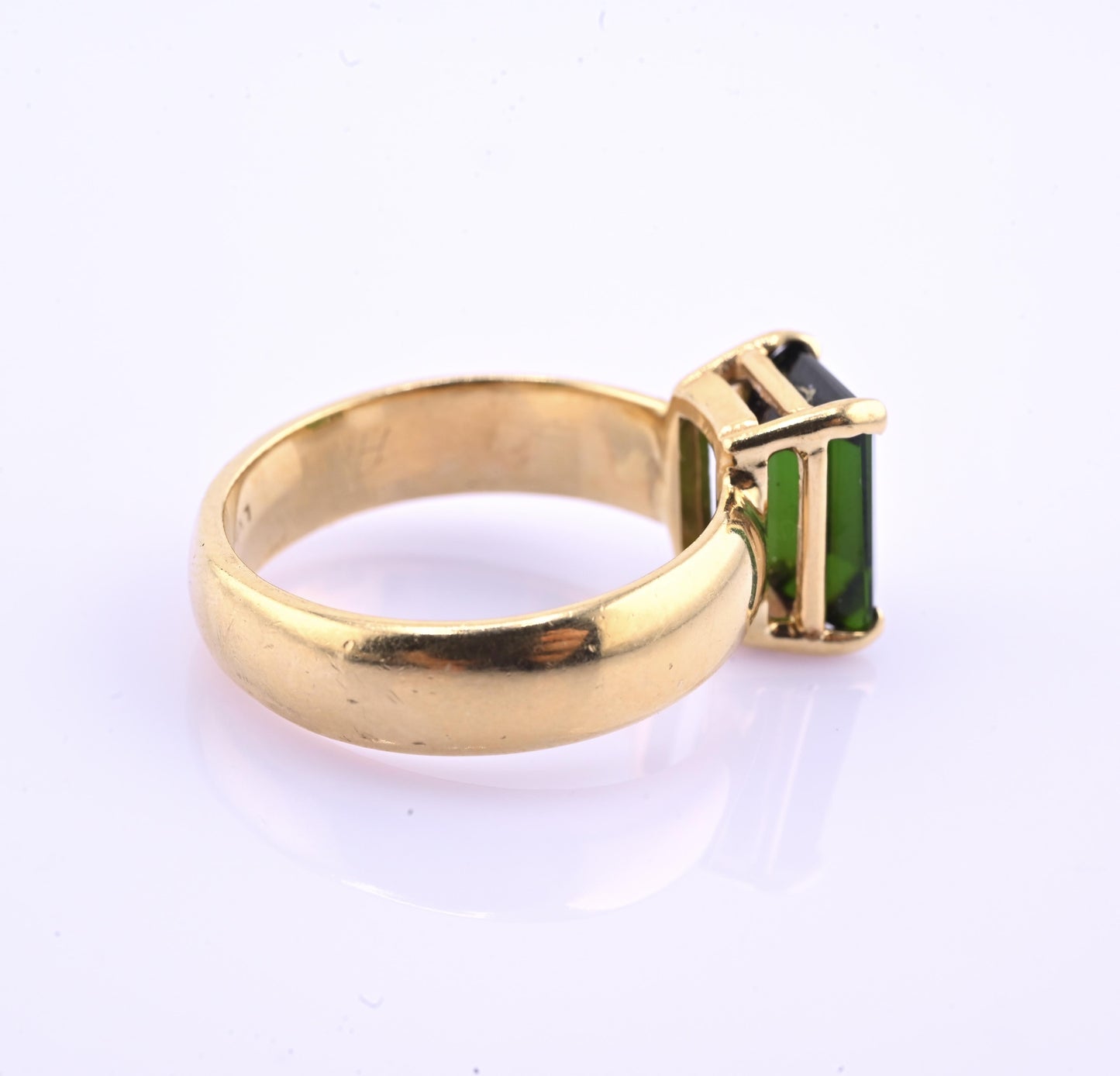 IGI Certified 14K Yellow Gold Green Tourmaline Ring – 3.00 CT Step Cut 4.50 DWT