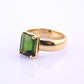 IGI Certified 14K Yellow Gold Green Tourmaline Ring – 3.00 CT Step Cut 4.50 DWT