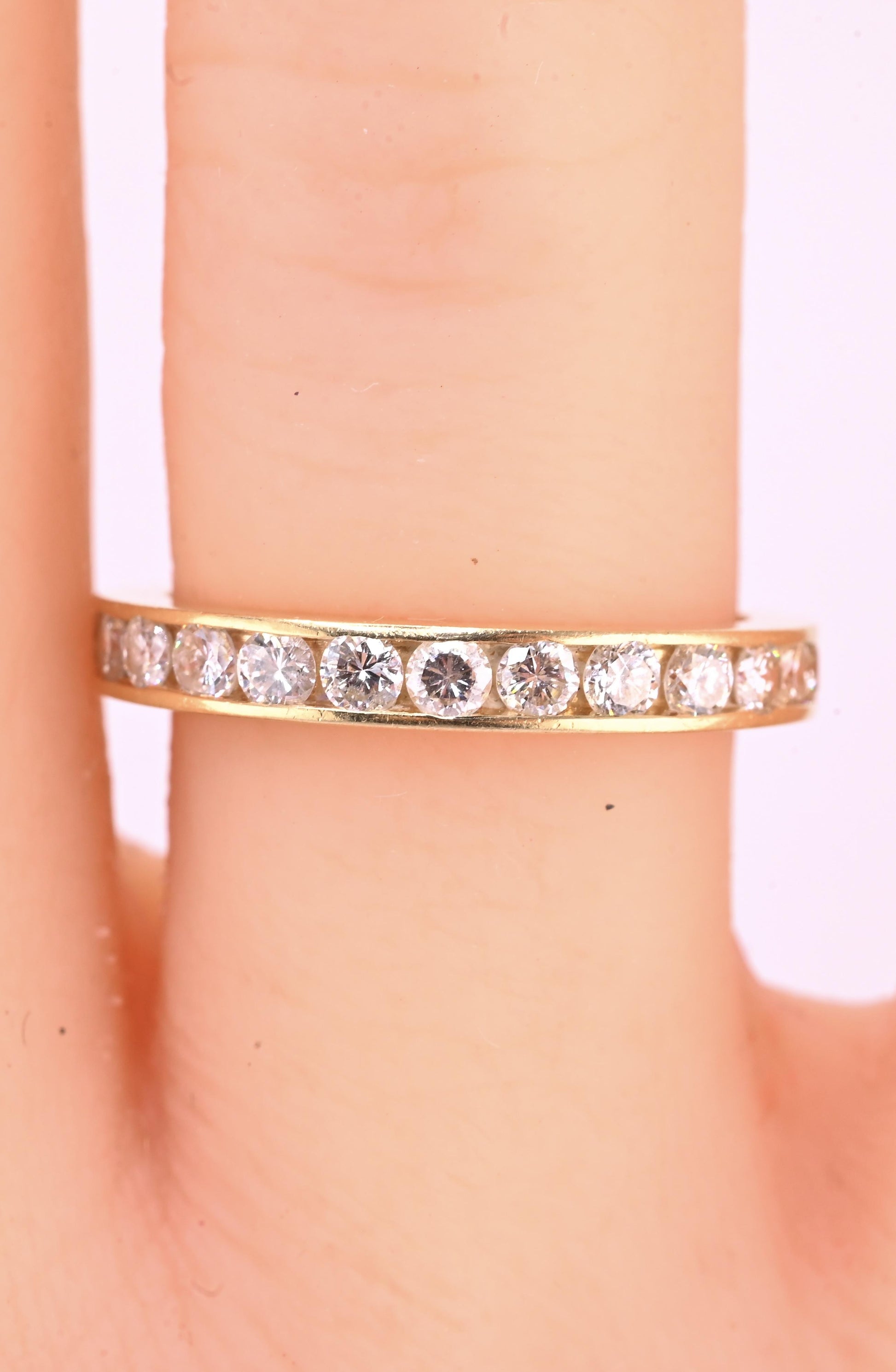 14K Yellow Gold Diamond Eternity Band Ring 0.75 CTW Near Colorless Size 6