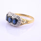 IGI Certified 14K Yellow & White Gold Sapphire Diamond Ring 1.96 CTW Size 8