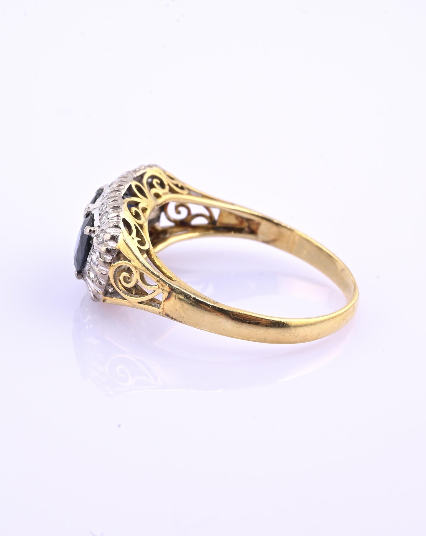 IGI Certified 14K Yellow & White Gold Sapphire Diamond Ring 1.96 CTW Size 8