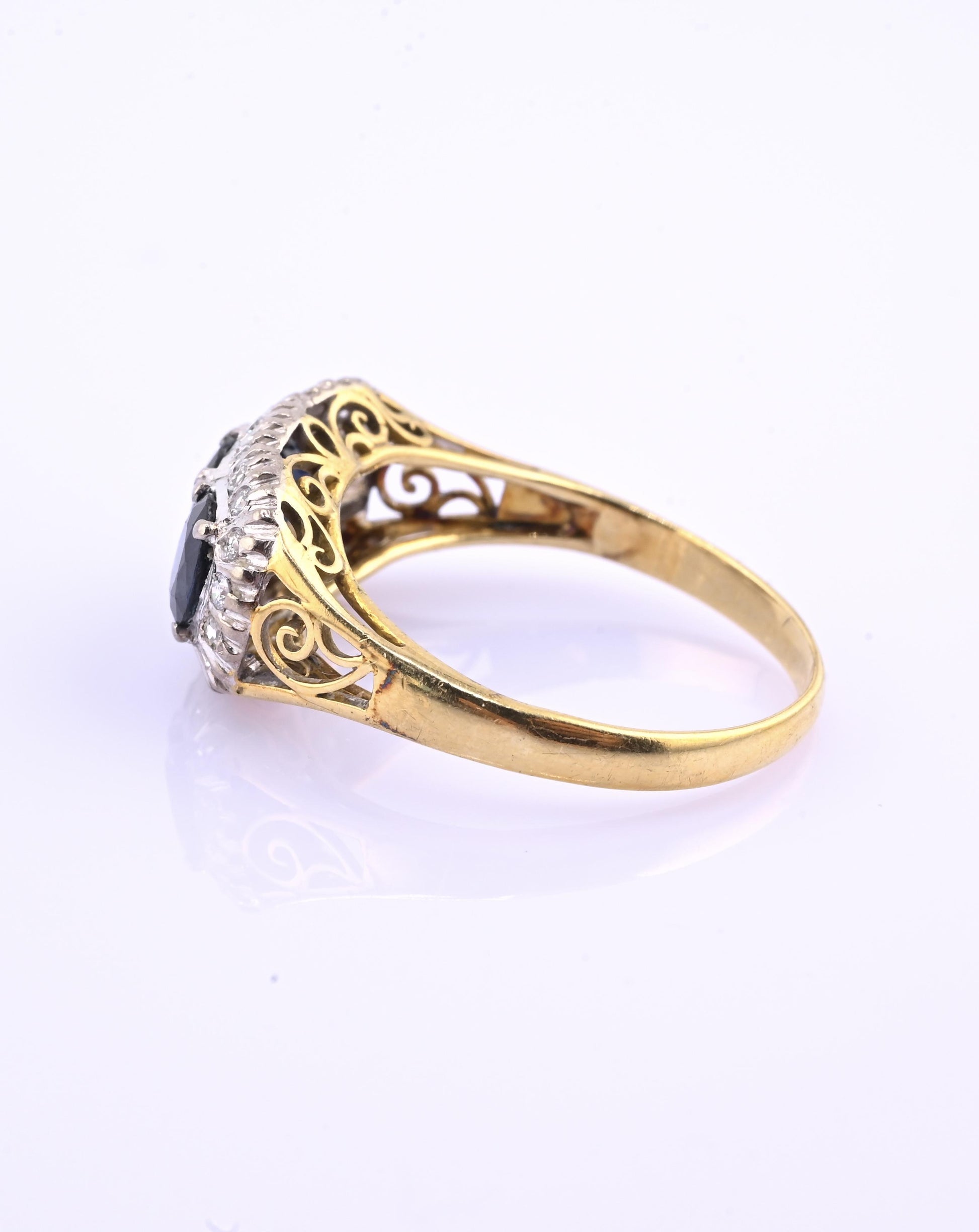IGI Certified 14K Yellow & White Gold Sapphire Diamond Ring 1.96 CTW Size 8