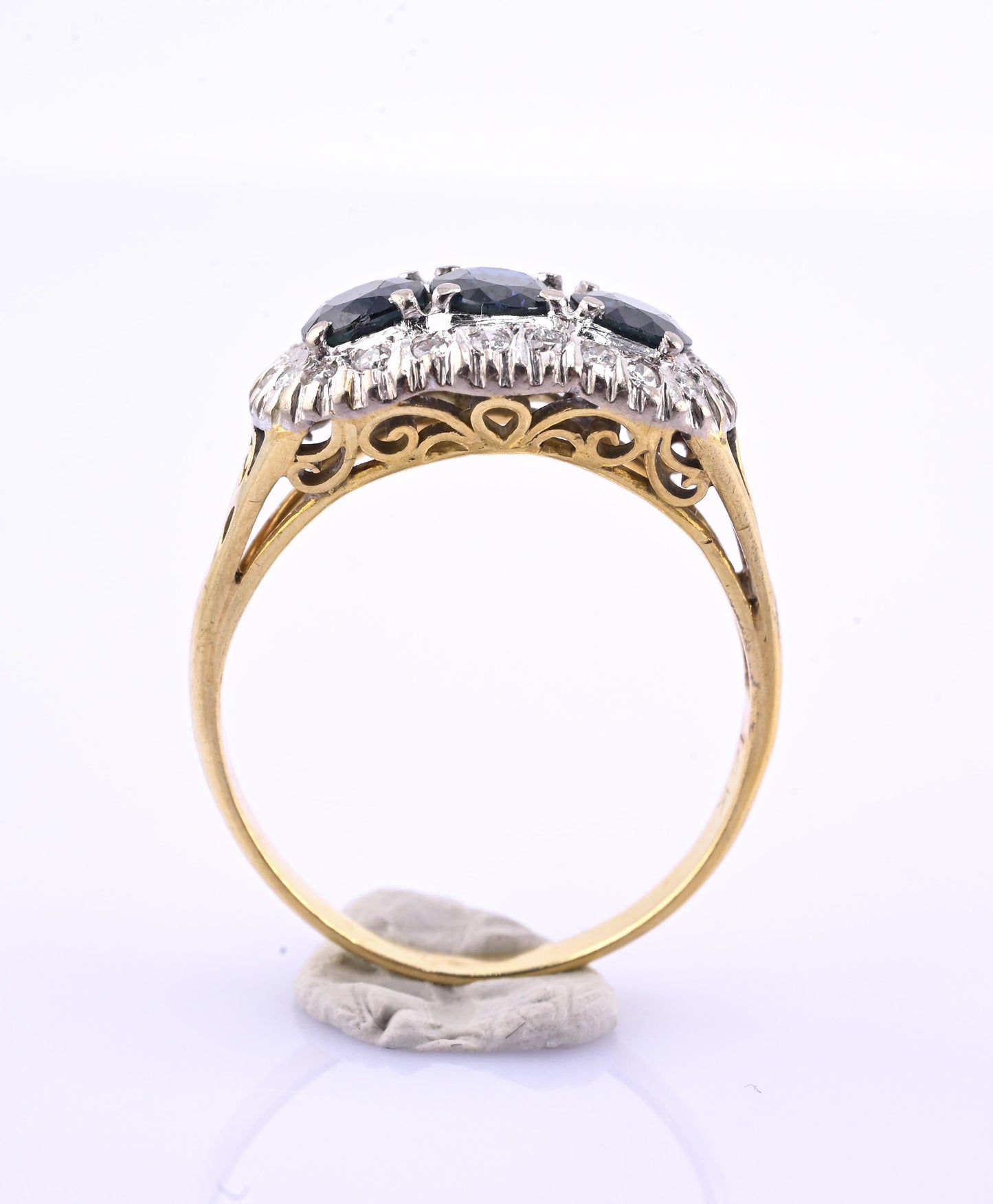 IGI Certified 14K Yellow & White Gold Sapphire Diamond Ring 1.96 CTW Size 8