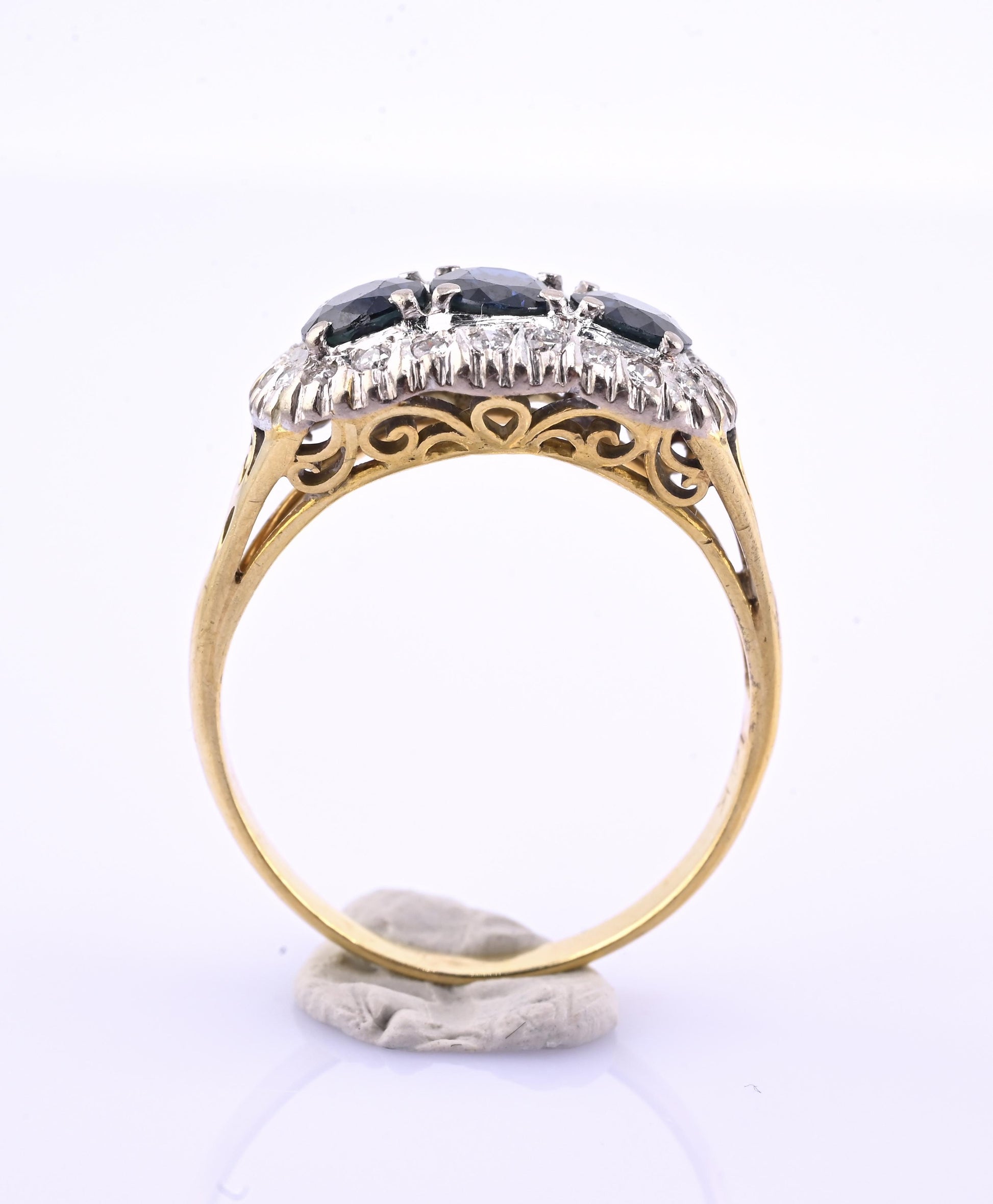 IGI Certified 14K Yellow & White Gold Sapphire Diamond Ring 1.96 CTW Size 8