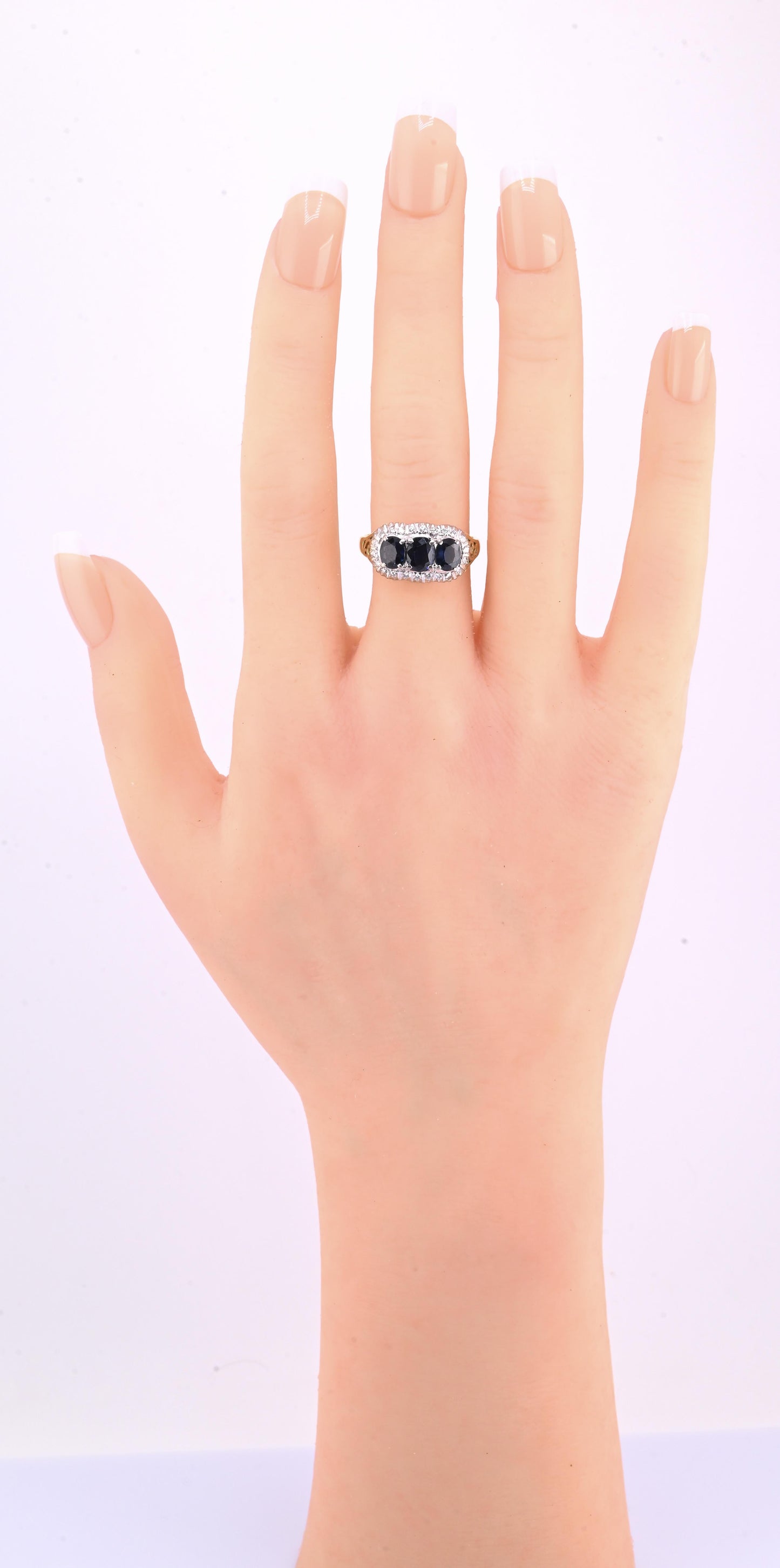 IGI Certified 14K Yellow & White Gold Sapphire Diamond Ring 1.96 CTW Size 8