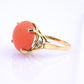 18K Yellow Gold Natural Coral Ring 8.85ct w/ Diamonds Ring Size 6.5 IGI Cert.