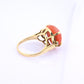 18K Yellow Gold Natural Coral Ring 8.85ct w/ Diamonds Ring Size 6.5 IGI Cert.
