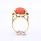 18K Yellow Gold Natural Coral Ring 8.85ct w/ Diamonds Ring Size 6.5 IGI Cert.