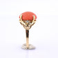 18K Yellow Gold Natural Coral Ring 8.85ct w/ Diamonds Ring Size 6.5 IGI Cert.