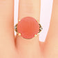 18K Yellow Gold Natural Coral Ring 8.85ct w/ Diamonds Ring Size 6.5 IGI Cert.