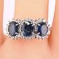 14K White Gold Ring 2.10ct Natural Blue Sapphires & 0.44ct Diamond Accent