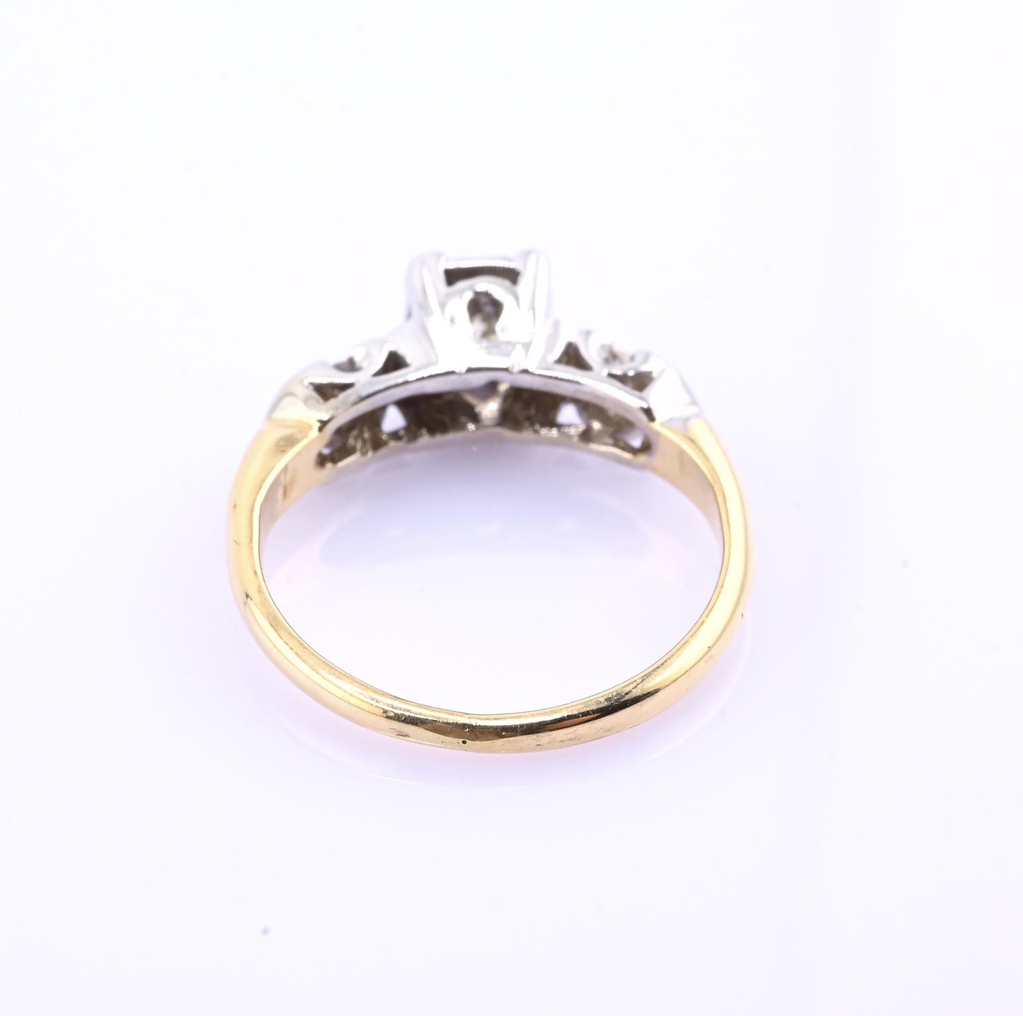IGI Certified 14K Yellow & White Gold Ring Natural Diamonds Ring Size 4.5