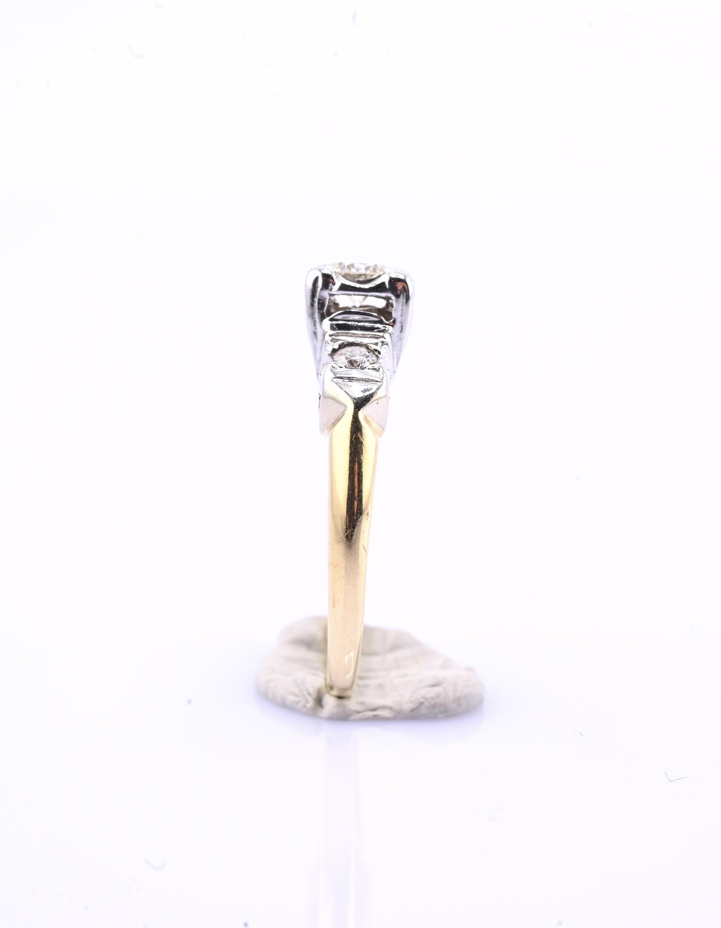 IGI Certified 14K Yellow & White Gold Ring Natural Diamonds Ring Size 4.5
