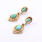 Vintage 14k Gold Turquoise & Red Stone Openwork Dangle Earrings