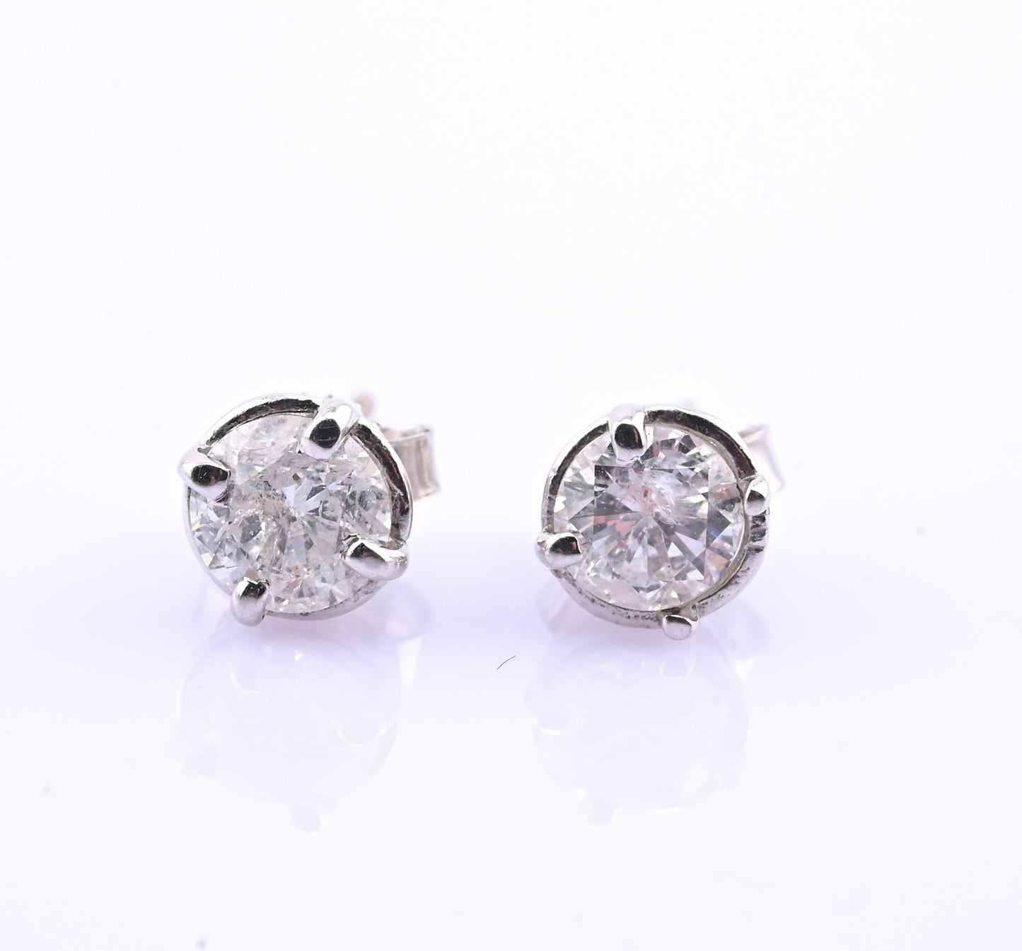 .76 CTW Natural Diamond Stud Earrings 14k White Gold