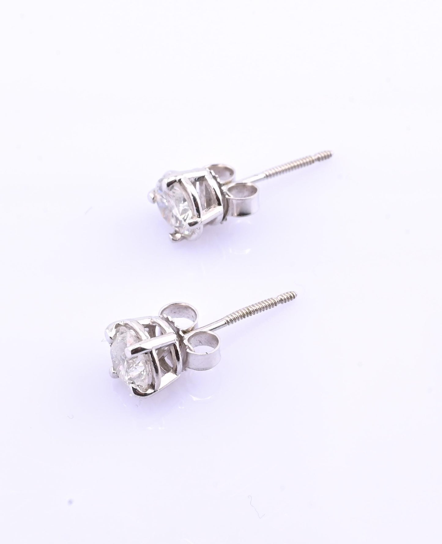 .76 CTW Natural Diamond Stud Earrings 14k White Gold