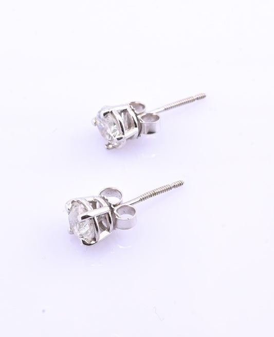.76 CTW Natural Diamond Stud Earrings 14k White Gold