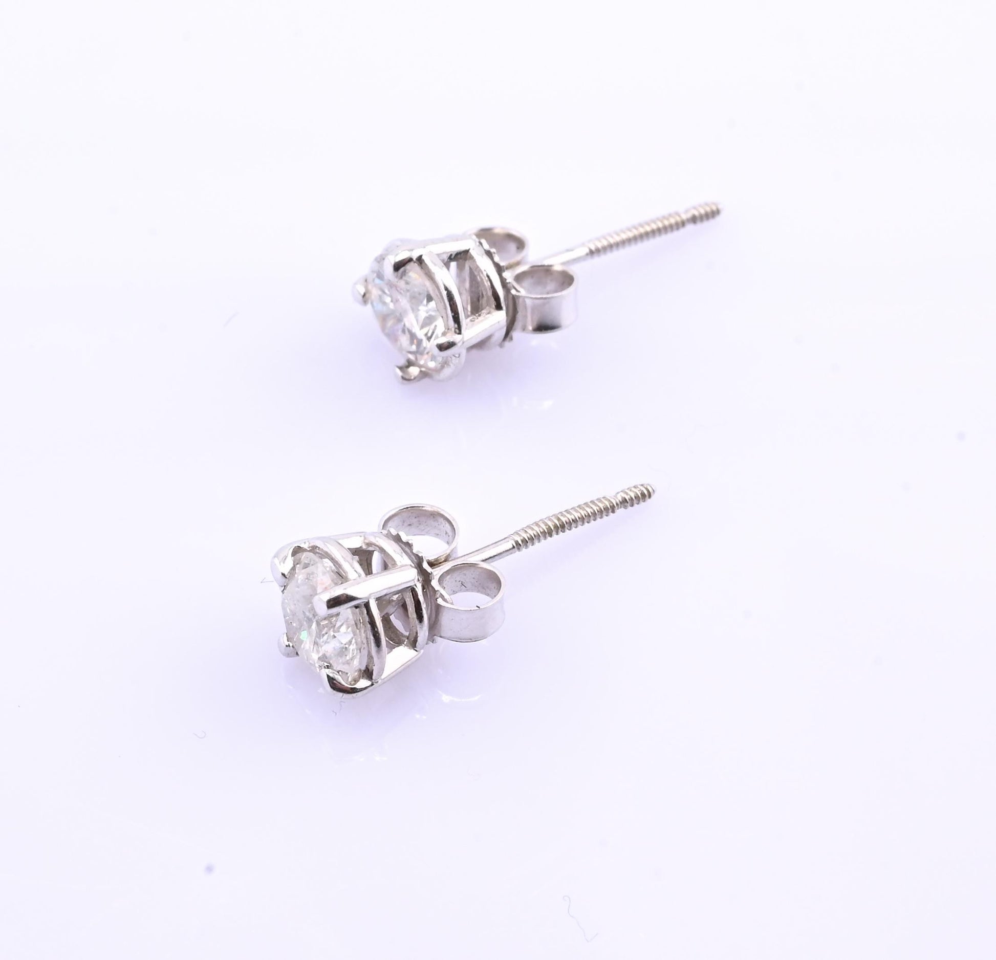 .76 CTW Natural Diamond Stud Earrings 14k White Gold
