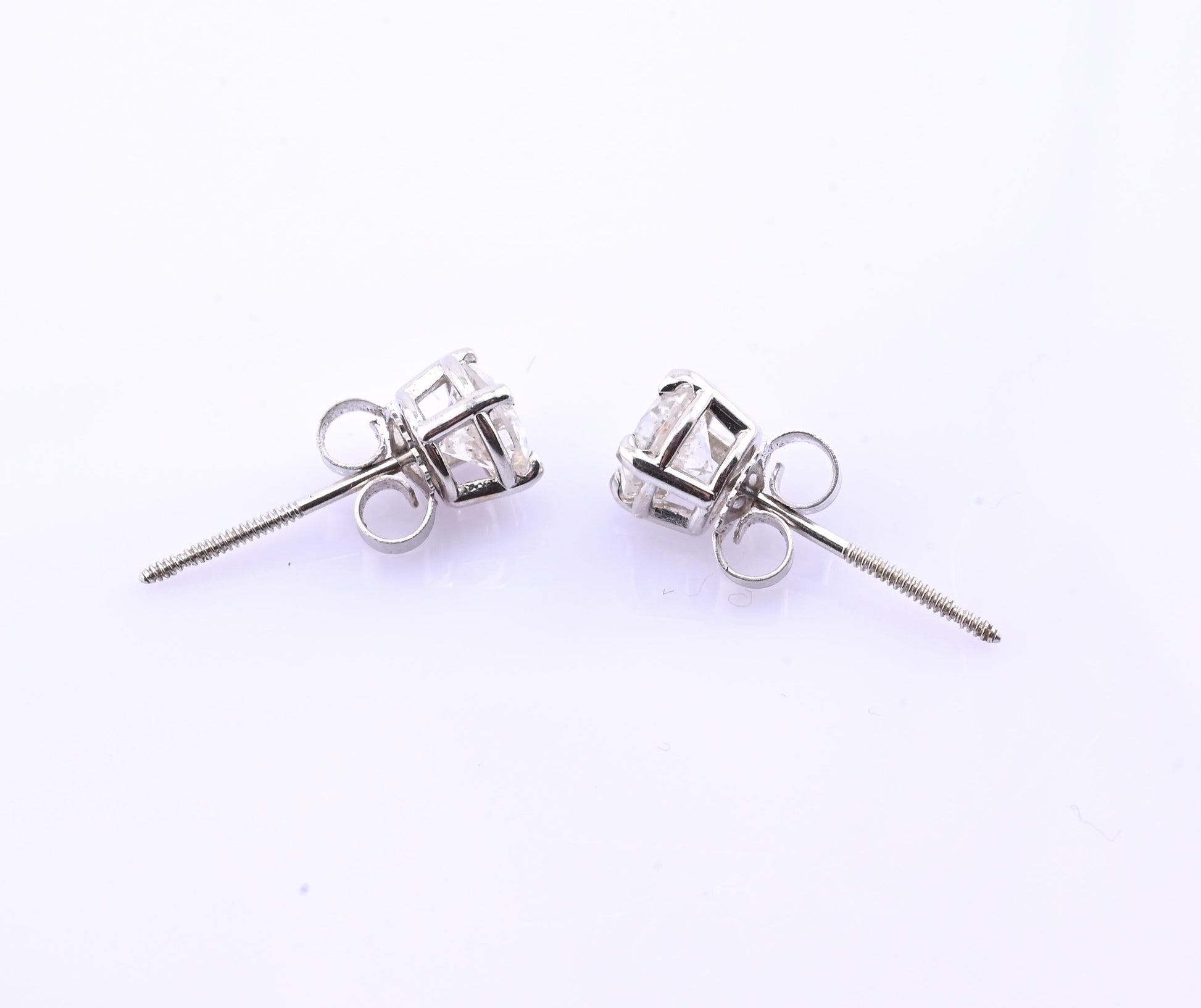 .76 CTW Natural Diamond Stud Earrings 14k White Gold