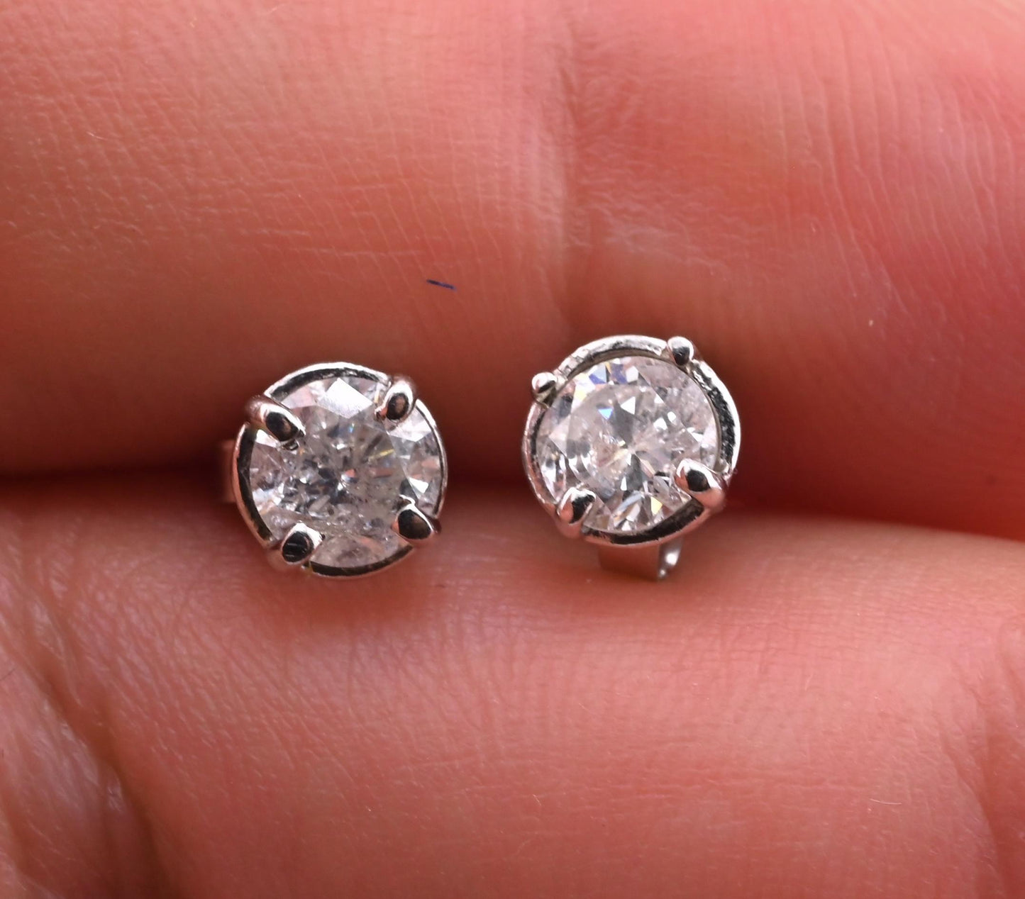 .76 CTW Natural Diamond Stud Earrings 14k White Gold