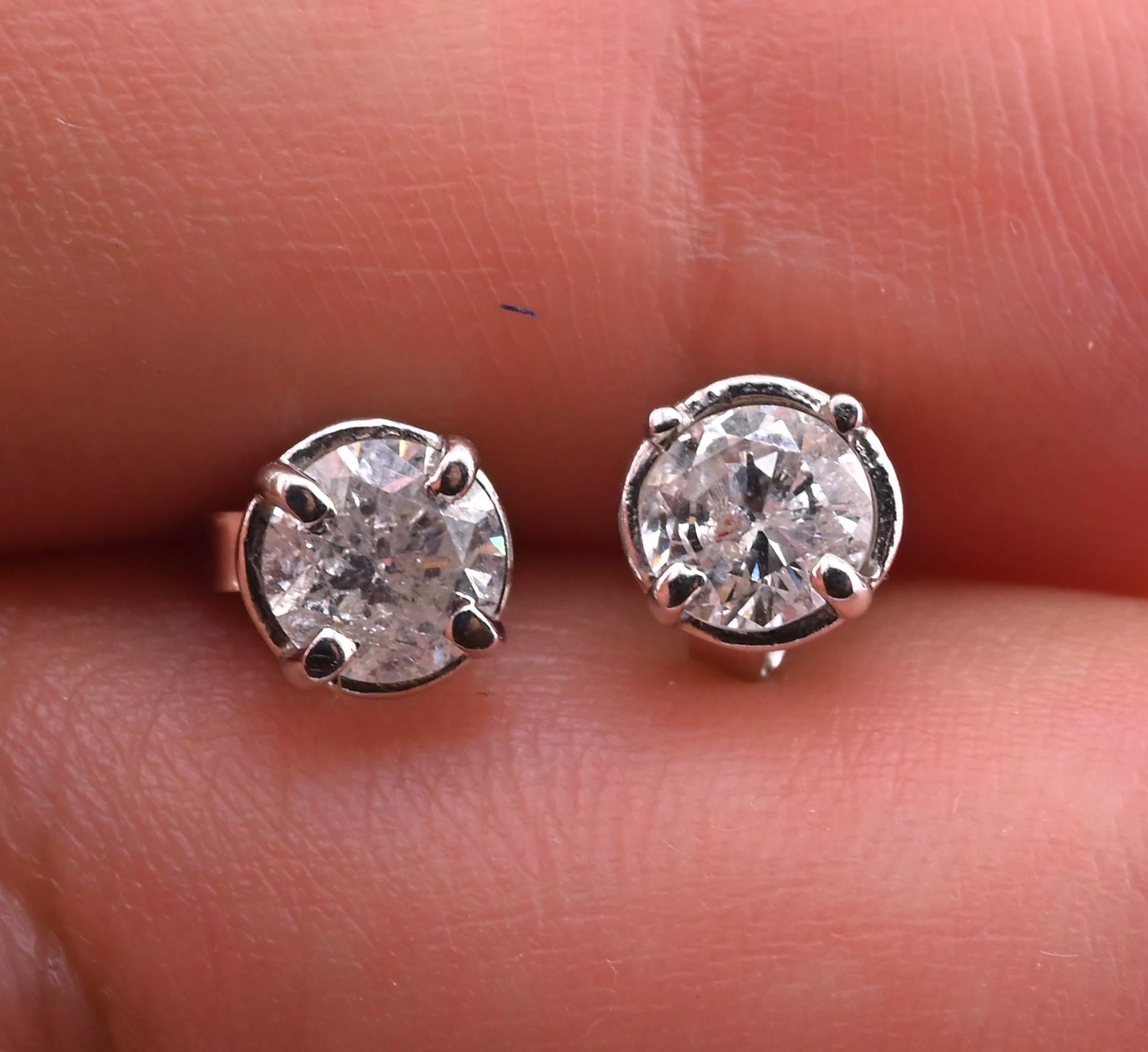 .76 CTW Natural Diamond Stud Earrings 14k White Gold