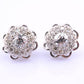 Antique Art Deco 14k White Gold Diamond Cluster Floral Stud Earrings