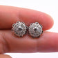 Antique Art Deco 14k White Gold Diamond Cluster Floral Stud Earrings